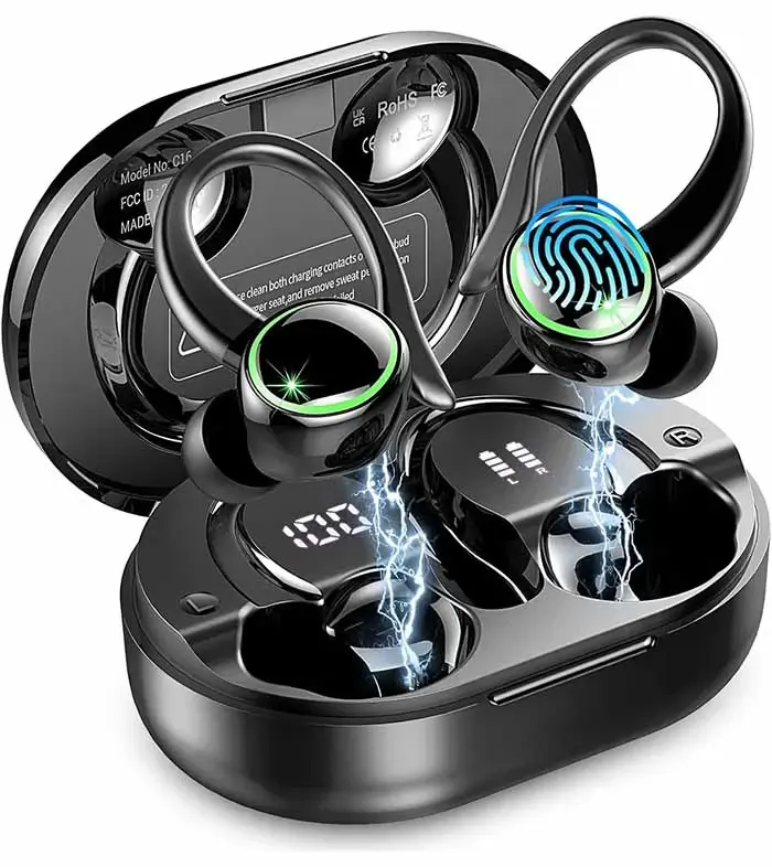 Matast Wireless Earbuds Sports, Bluetooth Headphones 5.3, 50H Playback Over-Ear buds with 4 ENC Noise Cancelling Mic